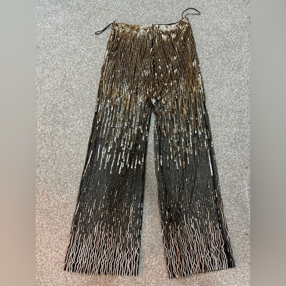 Ralph Lauren Collection Embellished Tulle Pants Metallic Sequin Sheer Gold 6 $5K - Picture 13 of 17